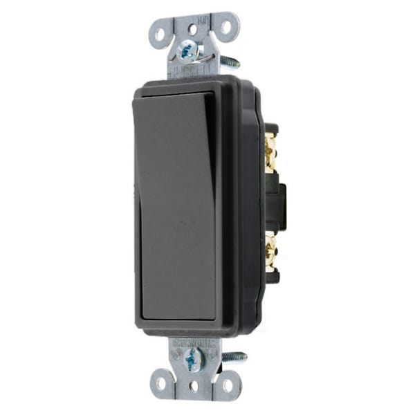 Hubbell Wiring Device-Kellems Switches and Lighting Control, Decorator Switch, Specification Grade, Four Way, 20A 120/277V AC, Back and Side Wired, Black DS420BK - main